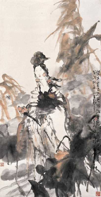 梁占岩 丁丑（1997年）作 湘妃图 镜心